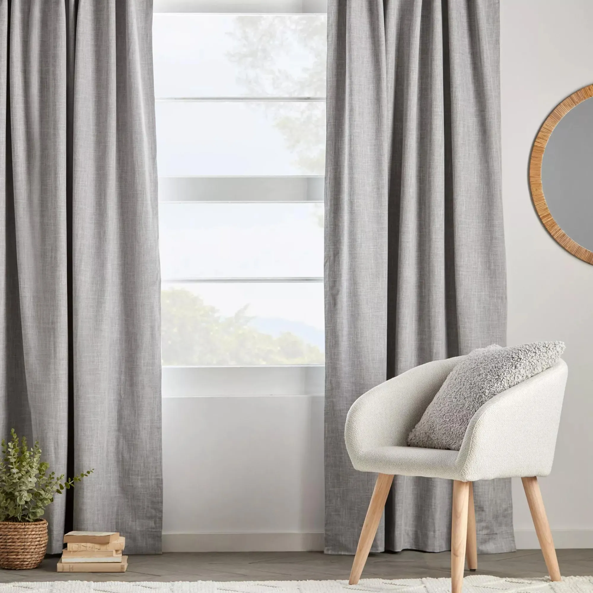 Hot Bouclair Light Grey Chita Back Tab Blackout Curtain