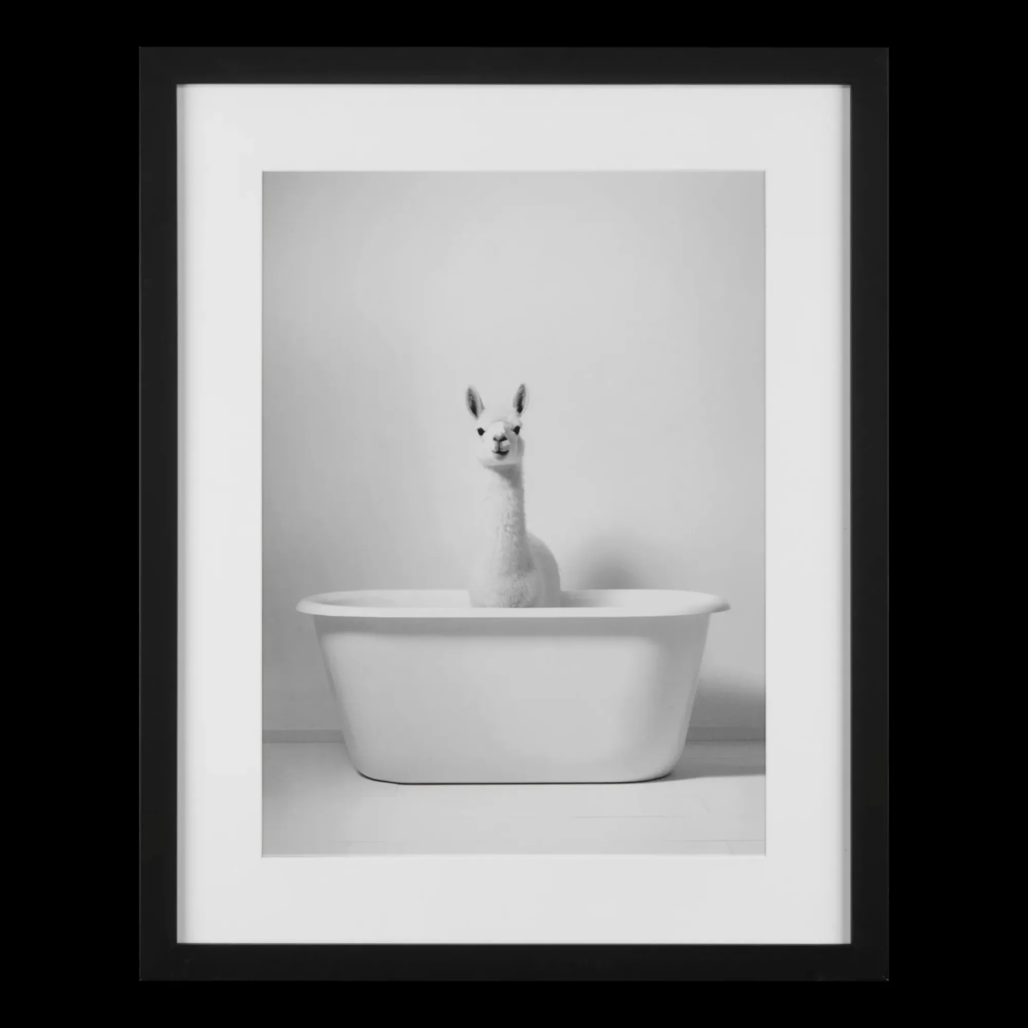 Bouclair LLama in Bathtub Printed Framed Canvas