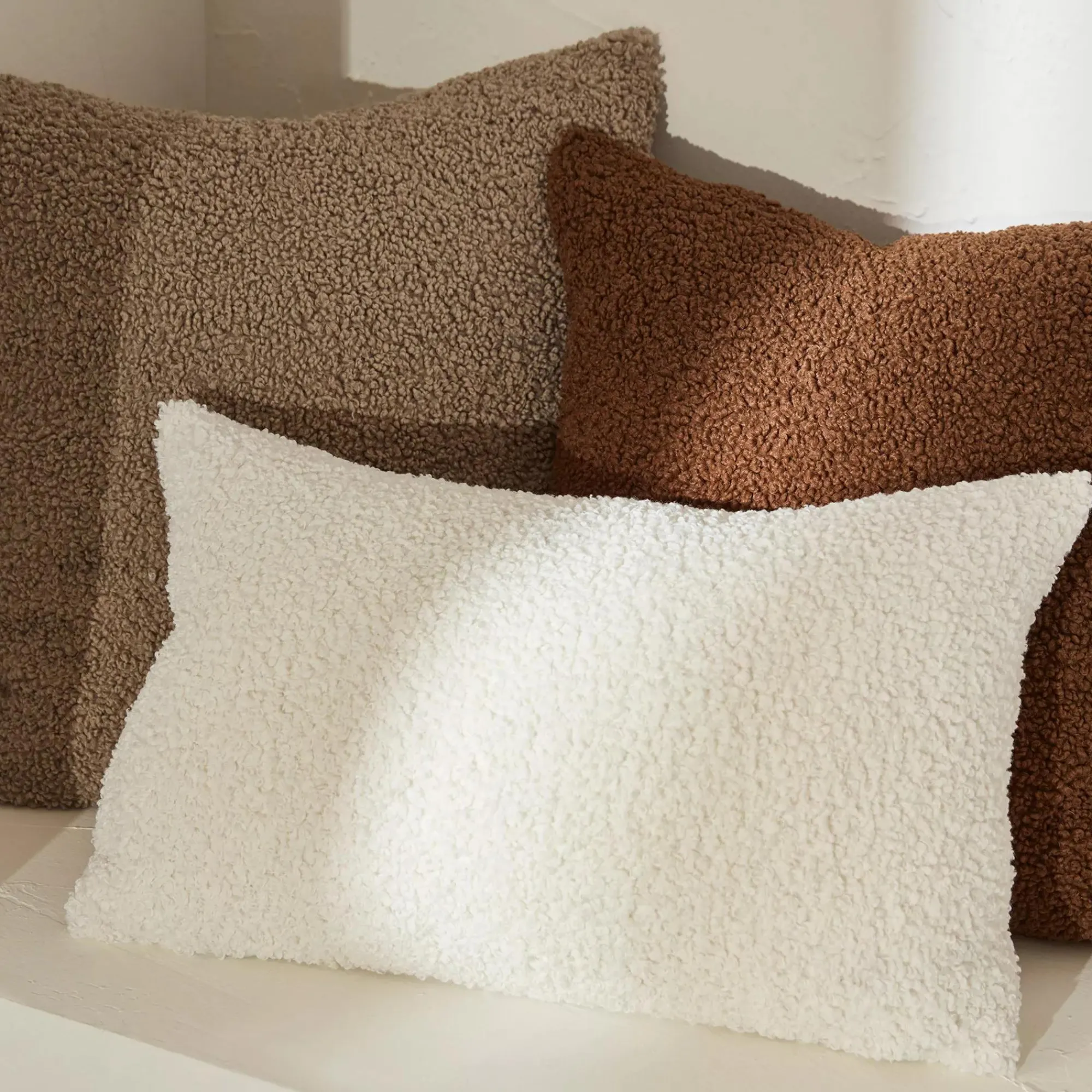 Best Bouclair Medium Brown Doodle Boucle Decorative Throw Pillow