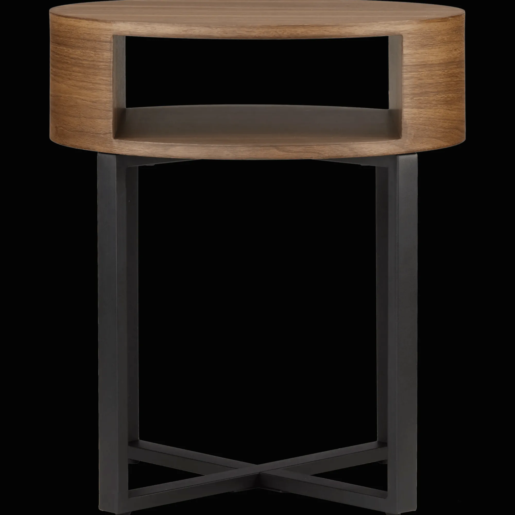 Hot Bouclair Metal and Walnut Side Table