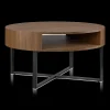 New Bouclair Metal and Walnut Veneer Round Coffee Table