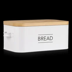 Clearance Bouclair Metal Bread Box with Bamboo Lid