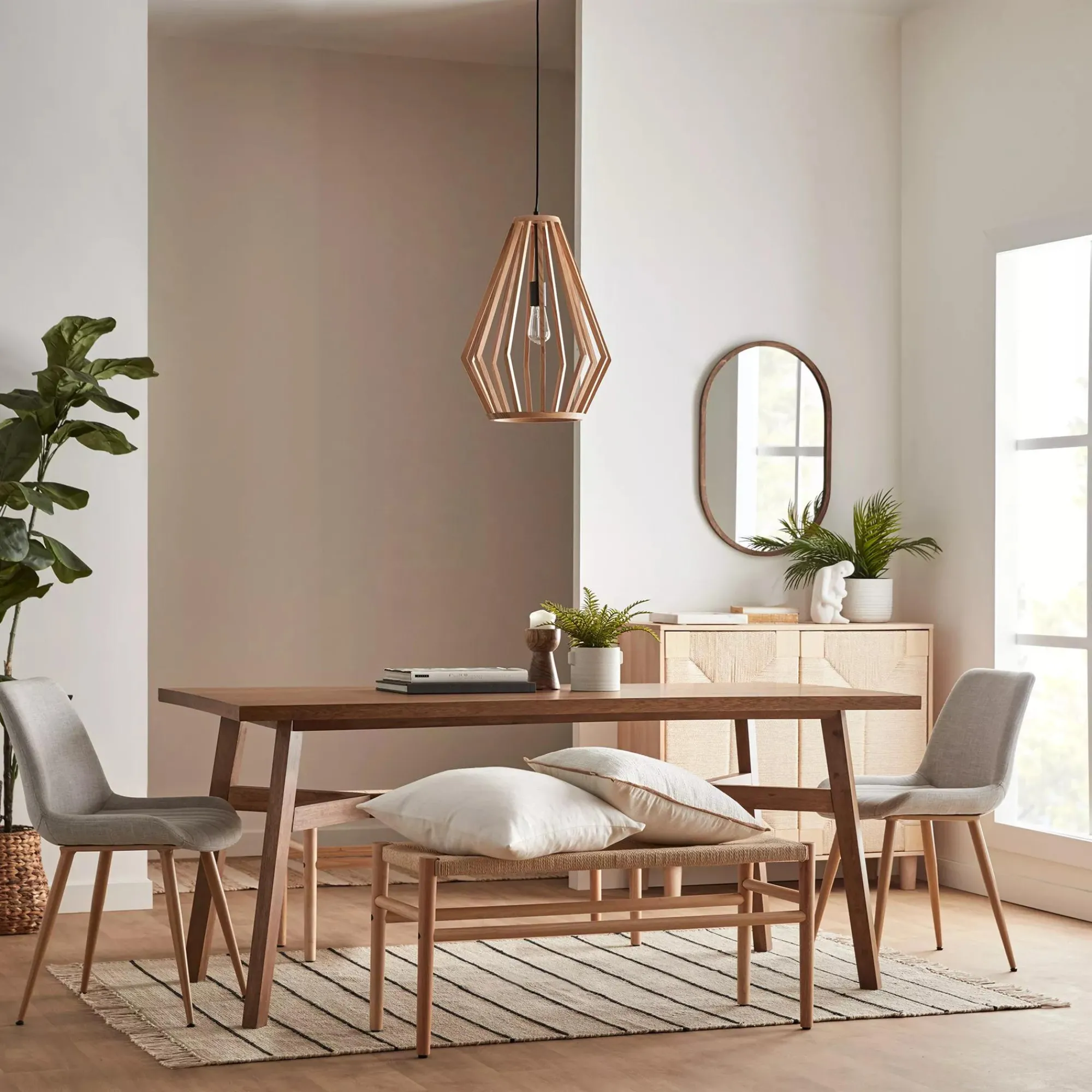 Hot Bouclair Mid-Century Modern Natural Wood Dining Table