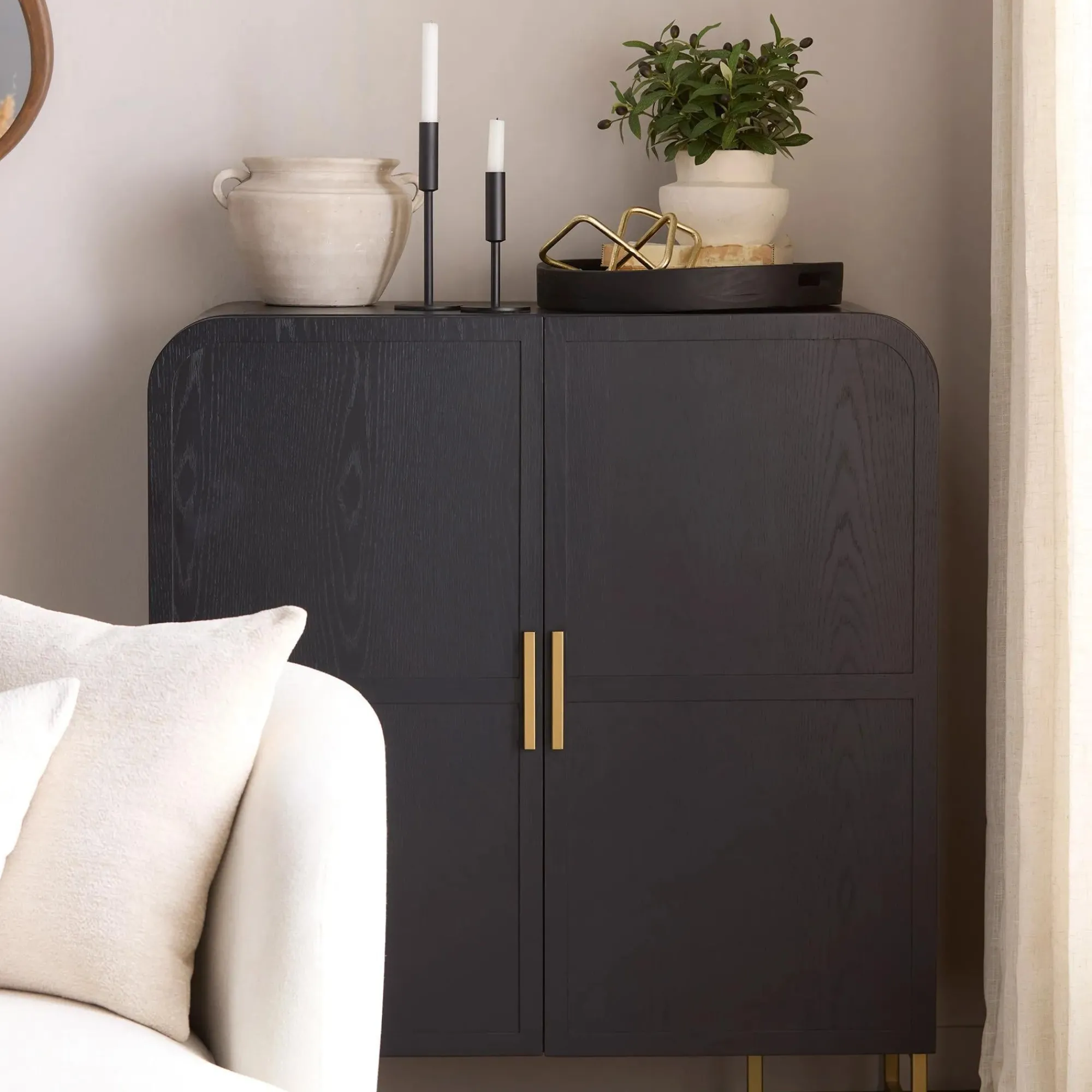 Sale Bouclair Modern Candle Holder in Black Metal