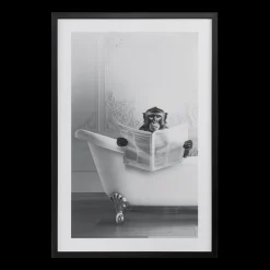 Online Bouclair Monkey in Bathtub Printed Framed Canvas