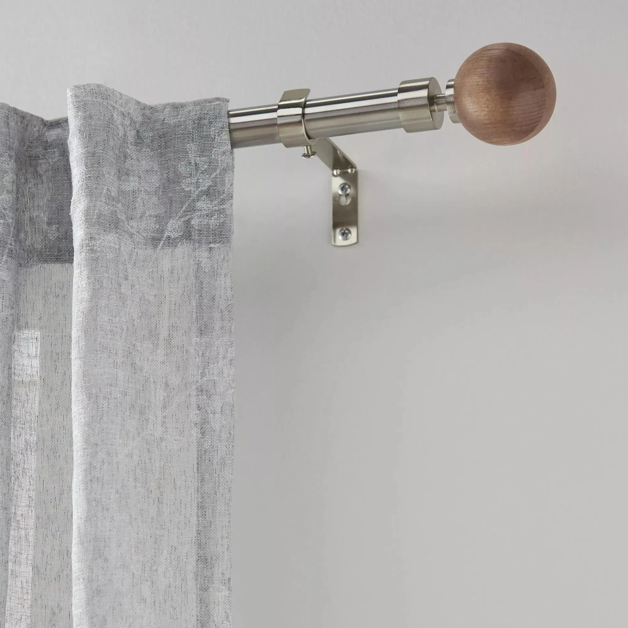 New Bouclair Natural Wood Curtain Rod Set - Diameter 13/16 mm