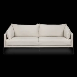 Discount Bouclair Oatmeal Fabric Sofa with Black Metal Legs