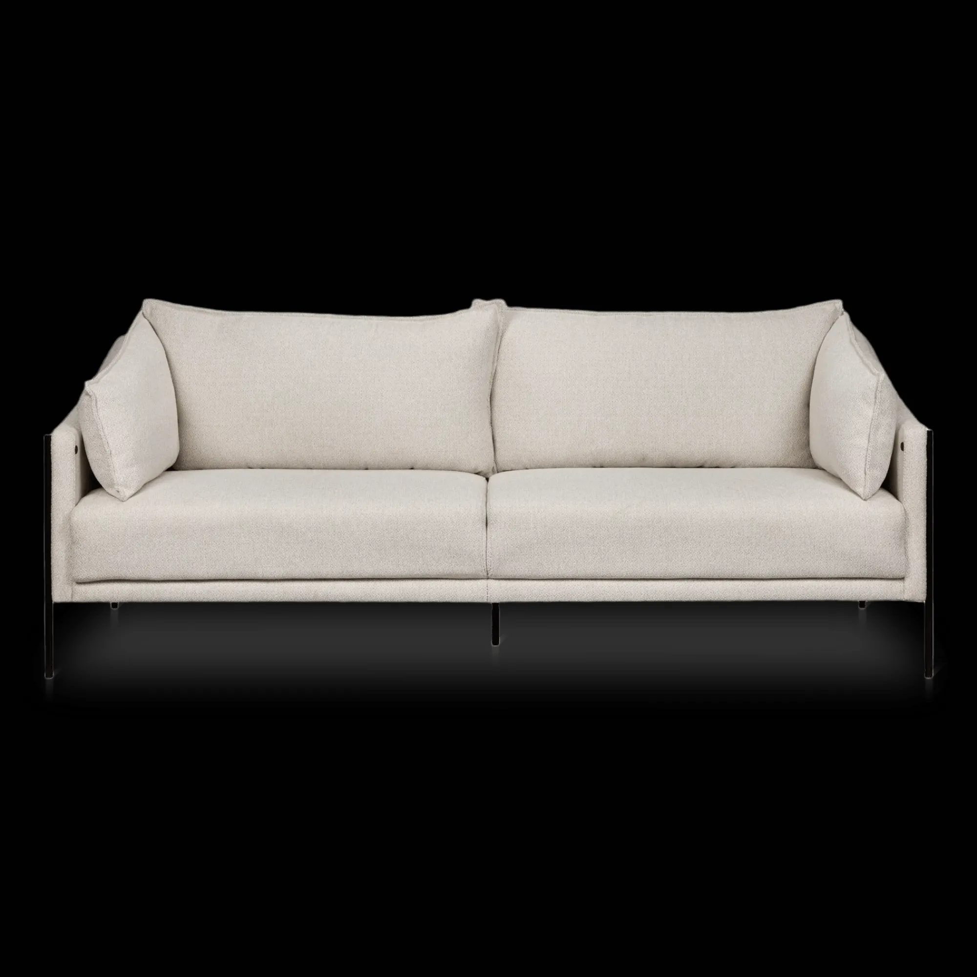 Discount Bouclair Oatmeal Fabric Sofa with Black Metal Legs