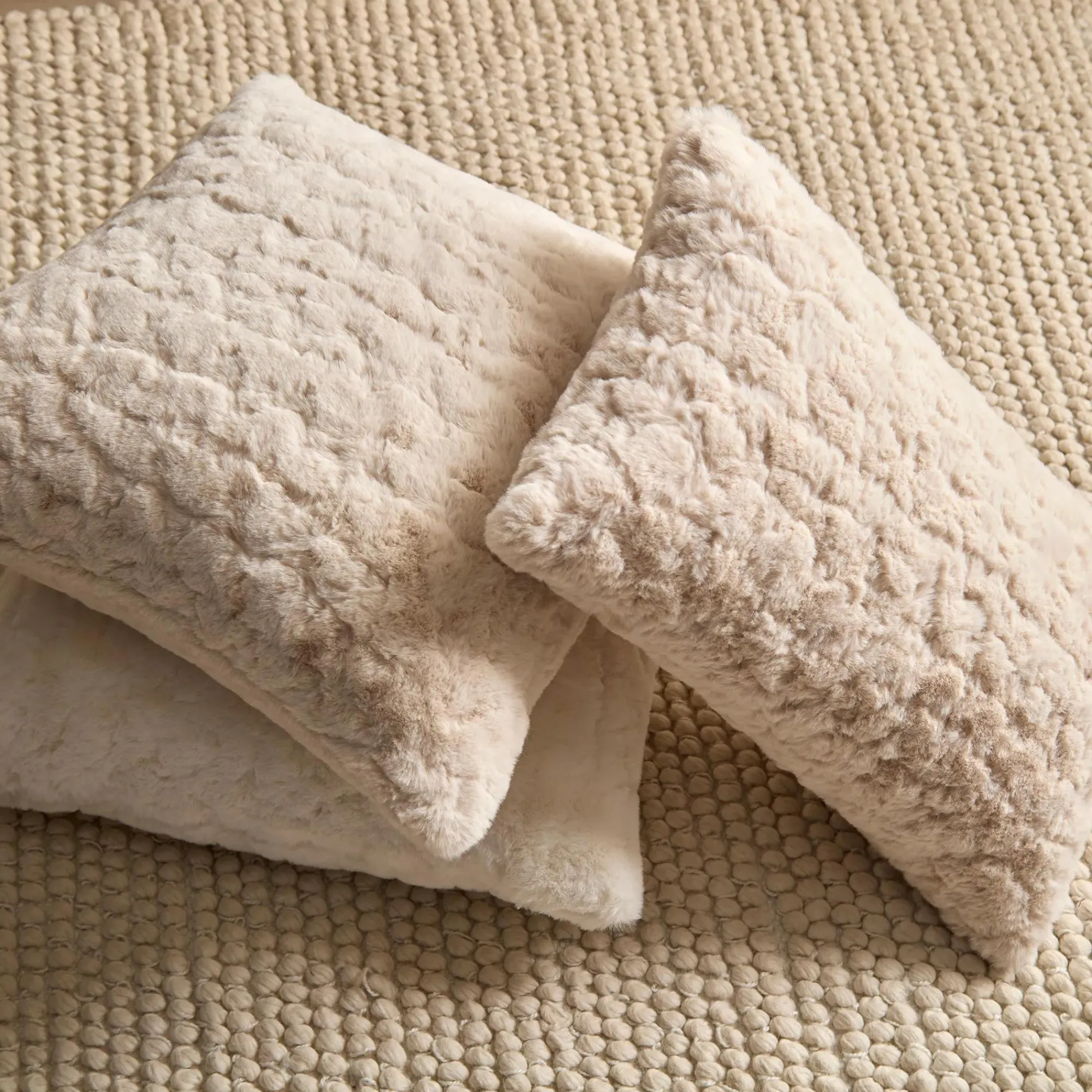 Bouclair Oatmeal Sheep Faux Fur Throw Pillow
