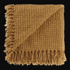 Online Bouclair Ochre Basic Chenille Knit Throw