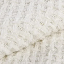 Clearance Bouclair Off White Basic Chenille Knit Throw
