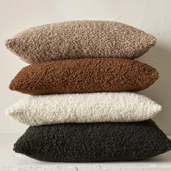 Outlet Bouclair Off White Doodle Boucle Decorative Throw Pillow