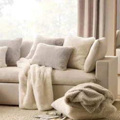 Online Bouclair Off White Maddox Faux Fur Decorative Pillow