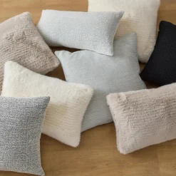 Bouclair Off White Maddox Faux Fur Decorative Lumbar Pillow