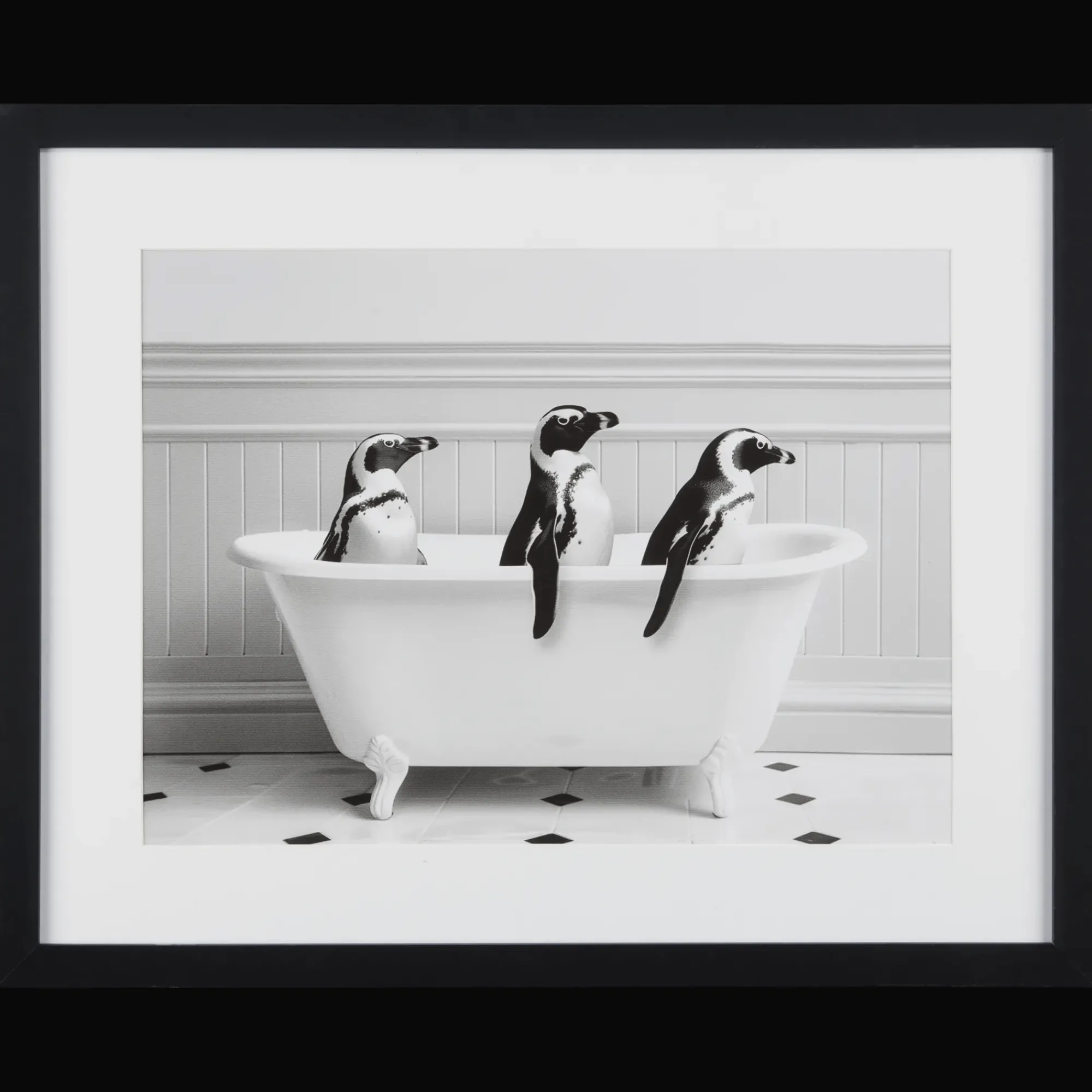 Best Bouclair Penguins in Bathtub Printed Framed Canvas