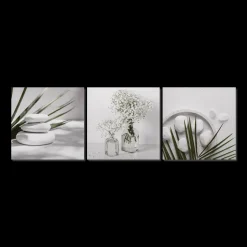 Best Bouclair 3-Piece White and Green Bathroom Wall Art