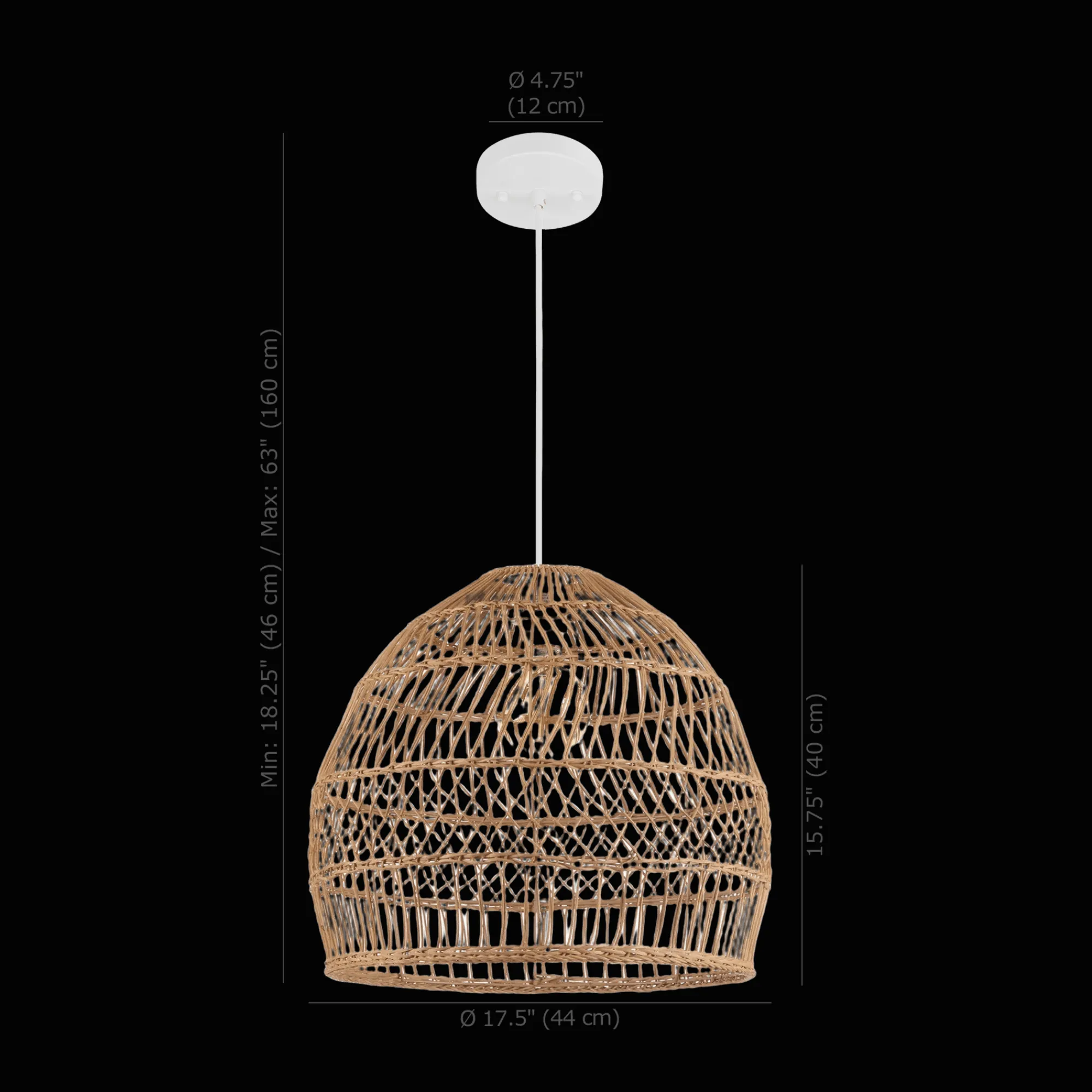 Online Bouclair Rattan Natural Ceiling Lamp