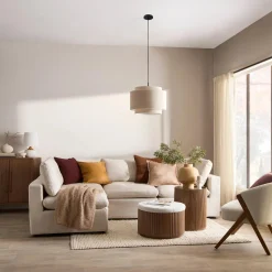 Discount Bouclair Ribbed Beige Ceiling Lamp