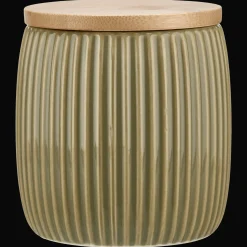 New Bouclair Ribbed Ceramic Cotton Jar