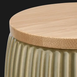 New Bouclair Ribbed Ceramic Cotton Jar