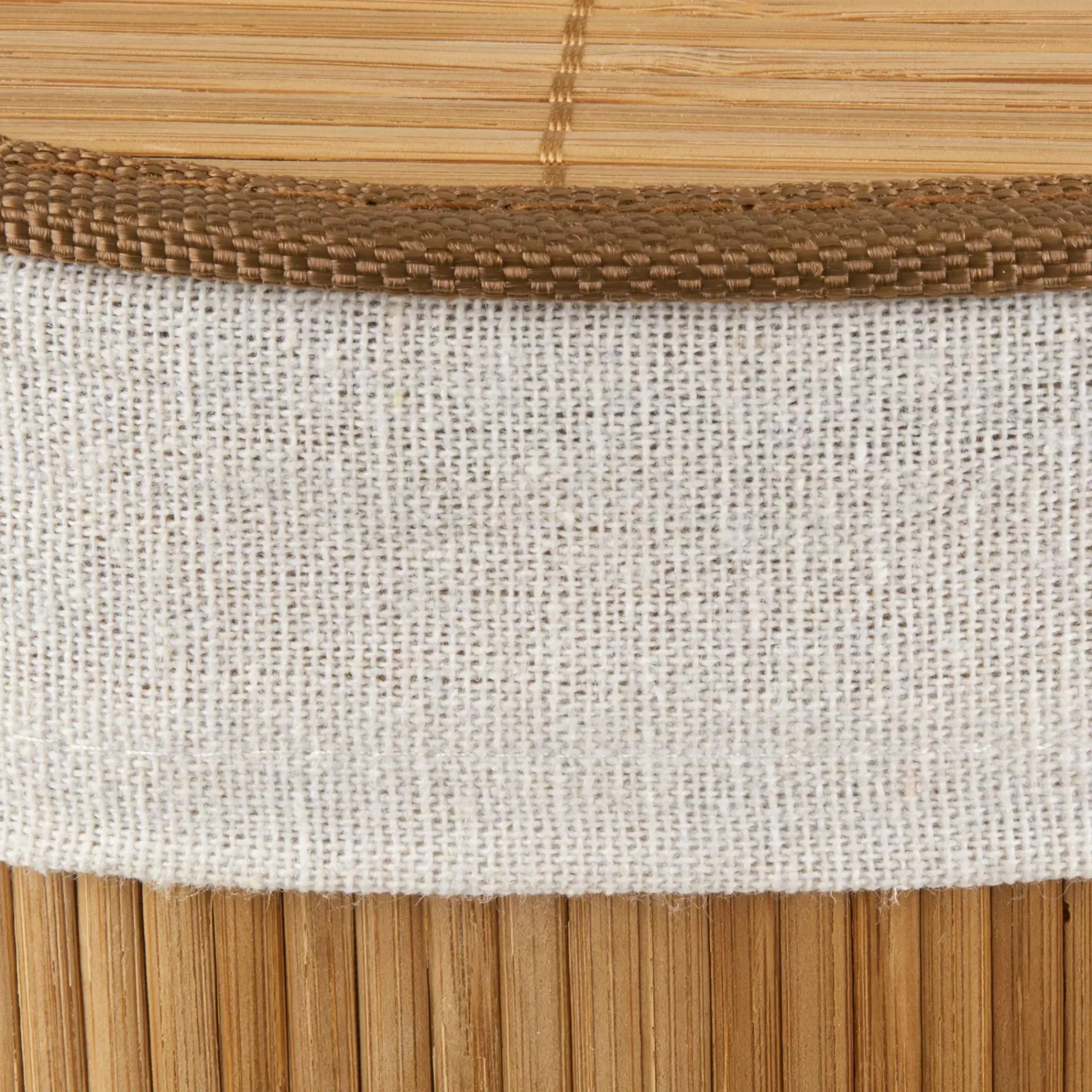 Online Bouclair Round Bamboo Hamper with Lining and Faux Leather Handles