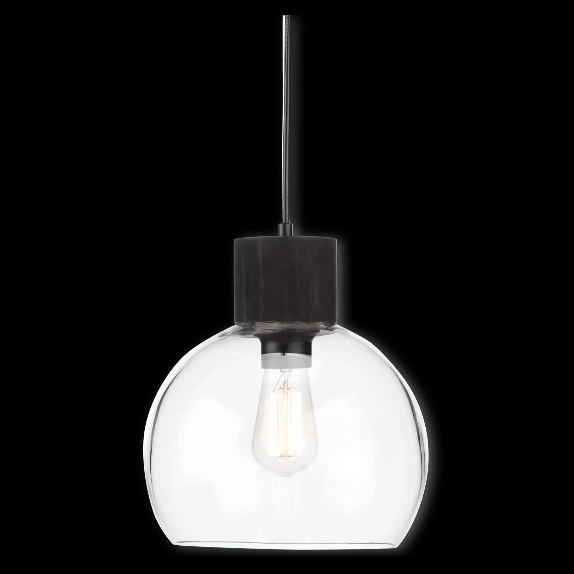 Clearance Bouclair Round Glass and Wood Ceiling Lamp