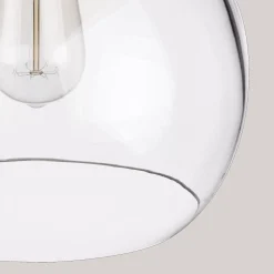Clearance Bouclair Round Glass and Wood Ceiling Lamp
