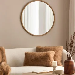 Clearance Bouclair Round Mirror with Natural Frame
