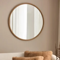 Clearance Bouclair Round Mirror with Natural Frame