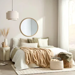 Clearance Bouclair Round Mirror with Natural Frame