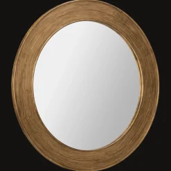 Discount Bouclair Round Pine Wood Mirror