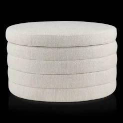 Outlet Bouclair Round Storage Fabric Ottoman
