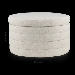 Outlet Bouclair Round Storage Fabric Ottoman