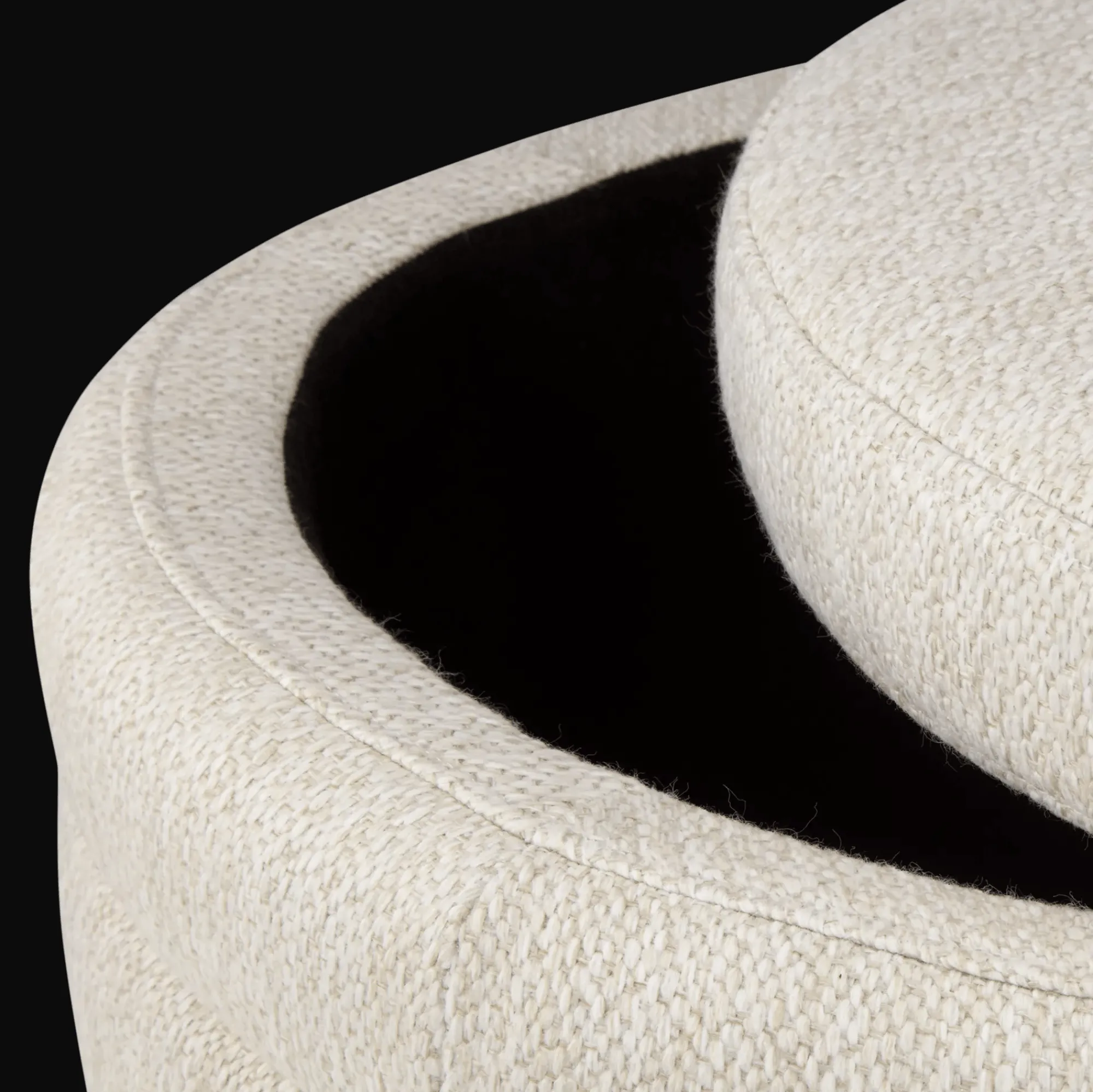 Outlet Bouclair Round Storage Fabric Ottoman