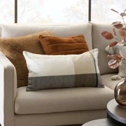 New Bouclair Rust Cougar Faux Fur Throw Pillow