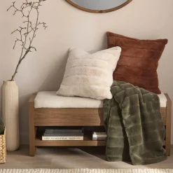 New Bouclair Rust Cougar Faux Fur Throw Pillow