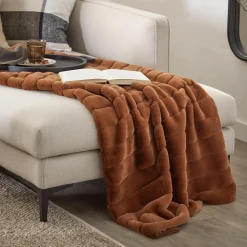 Best Bouclair Rust Cougar Faux Fur Throw