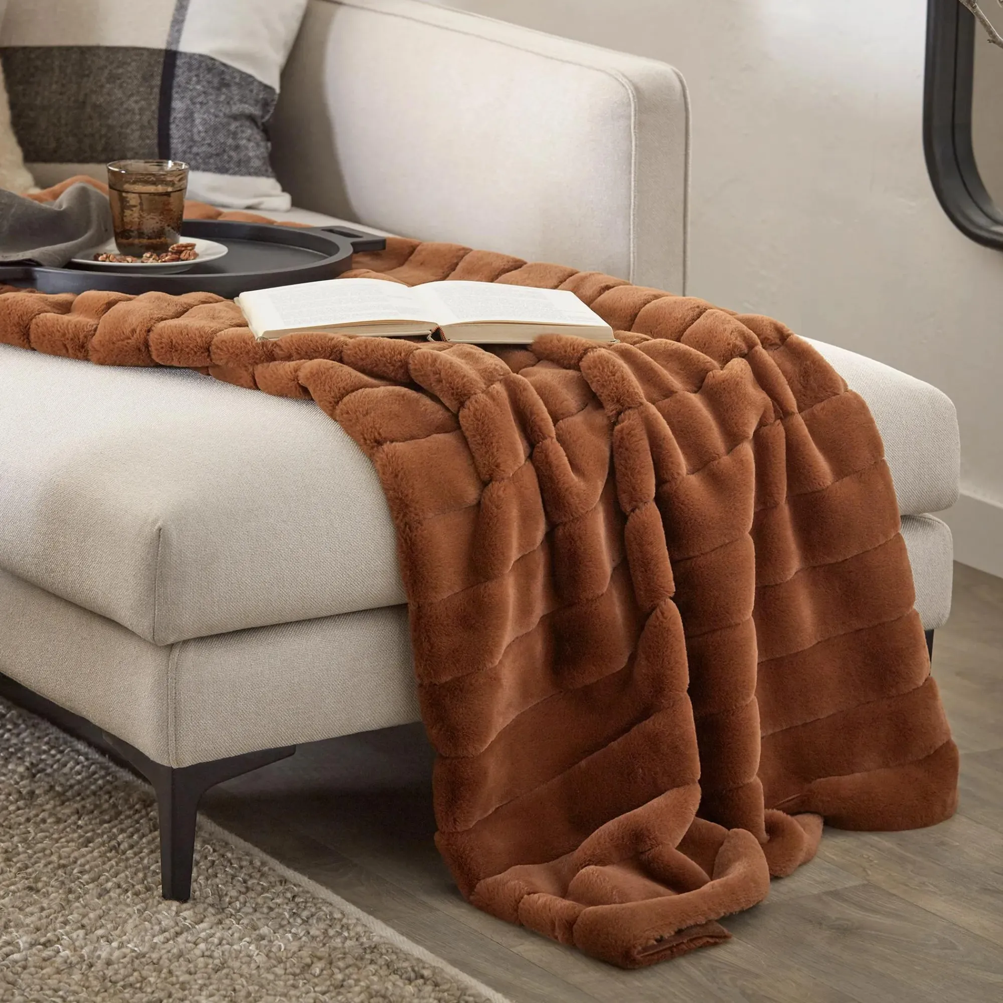 Best Bouclair Rust Cougar Faux Fur Throw