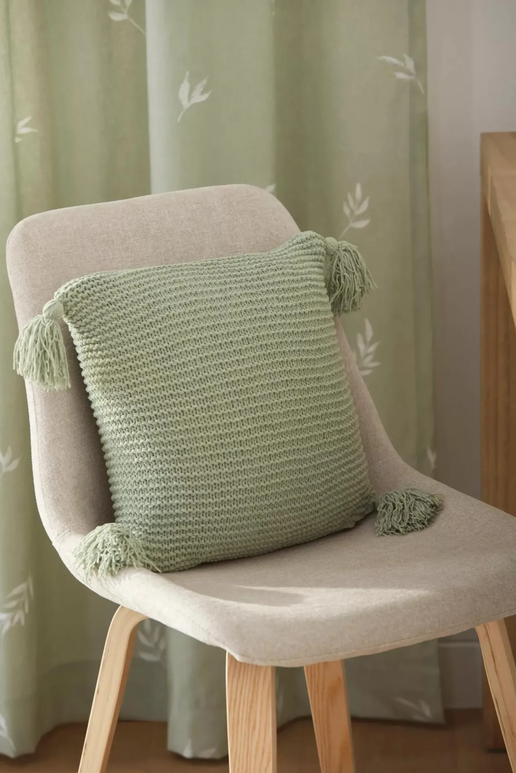 New Bouclair Sage Erna Decorative Pillow with Tassels