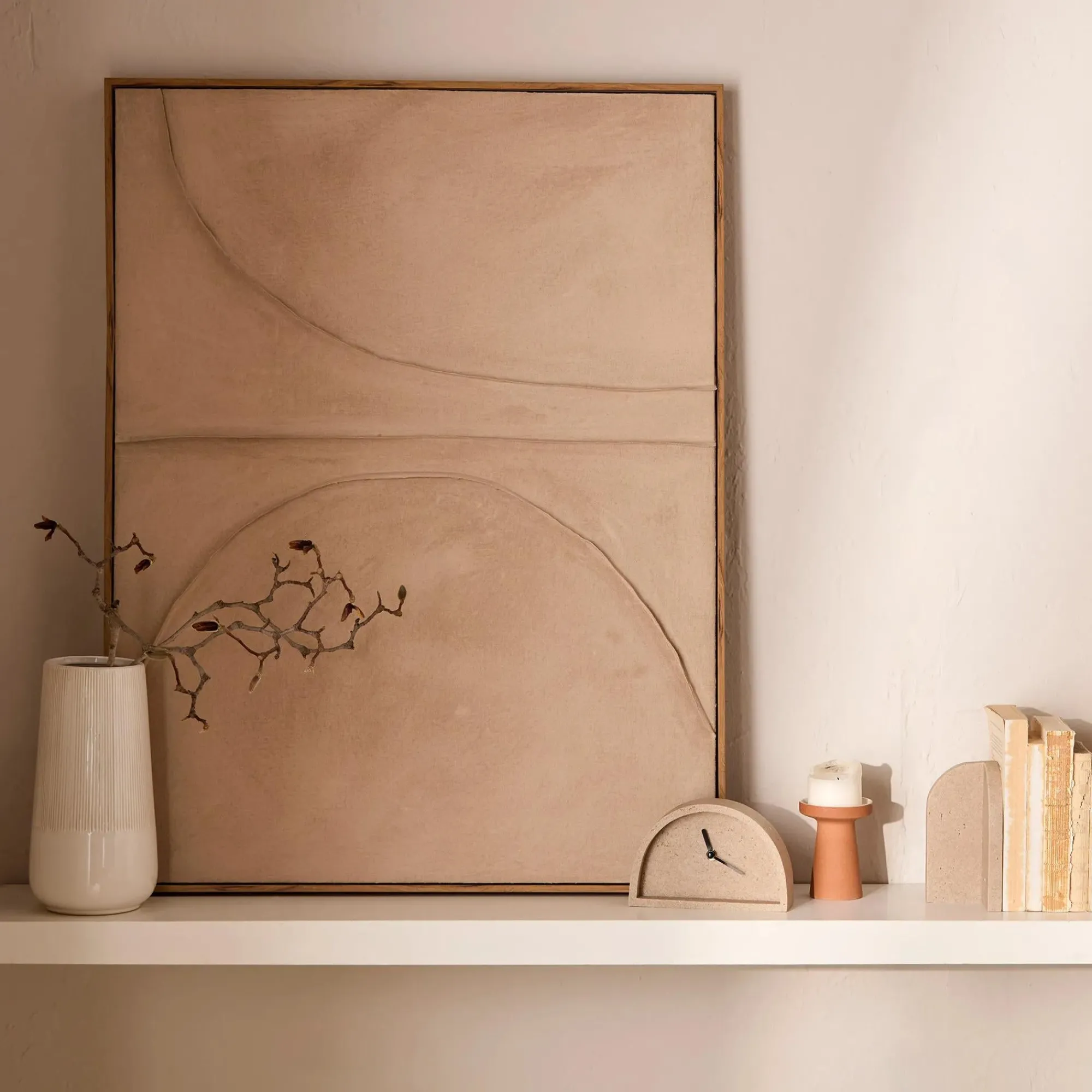 Online Bouclair Sand Curves Framed Art