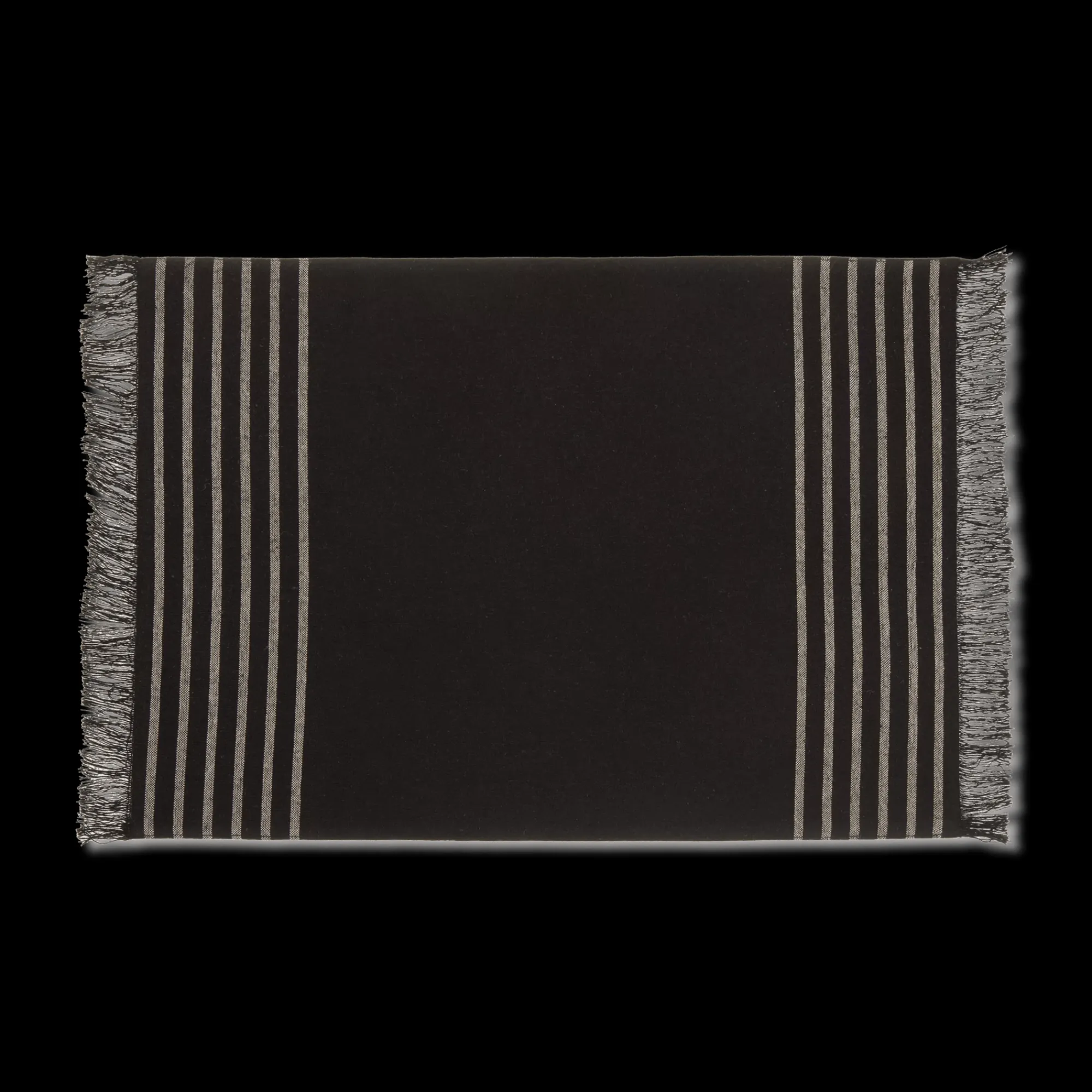 Outlet Bouclair Set of 4 Black & Natural Fringed Fabric Placemats