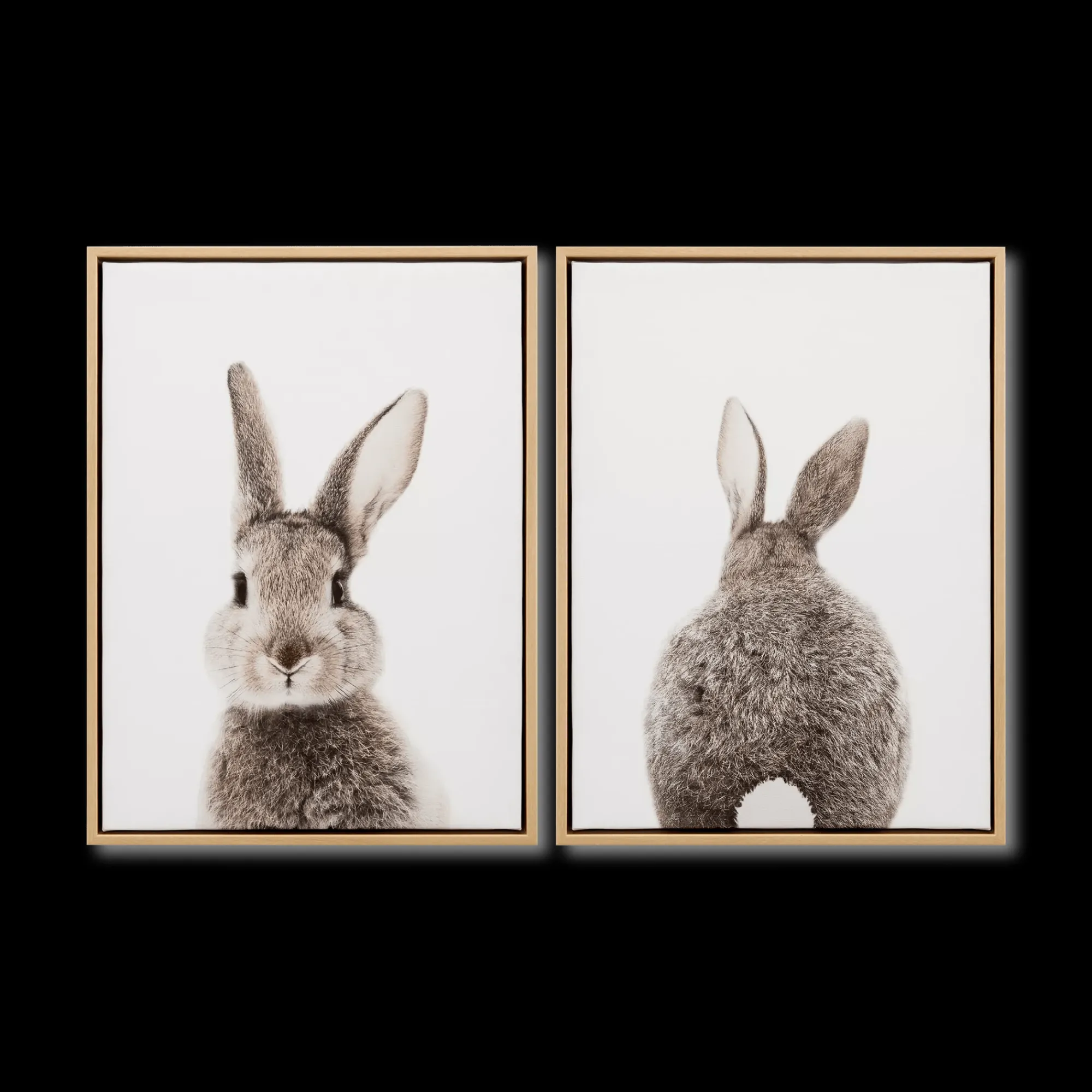Clearance Bouclair Set of 2 Bunny Framed Canvases