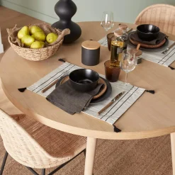 New Bouclair Set of 4 Fabric Placemats with Tassels