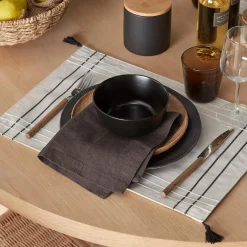 New Bouclair Set of 4 Fabric Placemats with Tassels