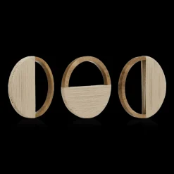 Clearance Bouclair Set of 3 Mango Wood and Rope Circle Wall Decor