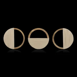 Clearance Bouclair Set of 3 Mango Wood and Rope Circle Wall Decor