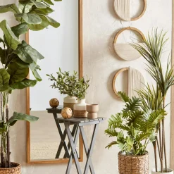 Clearance Bouclair Set of 3 Mango Wood and Rope Circle Wall Decor