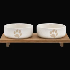 Clearance Bouclair Set of 2 Pet Paw Ceramic Bowls
