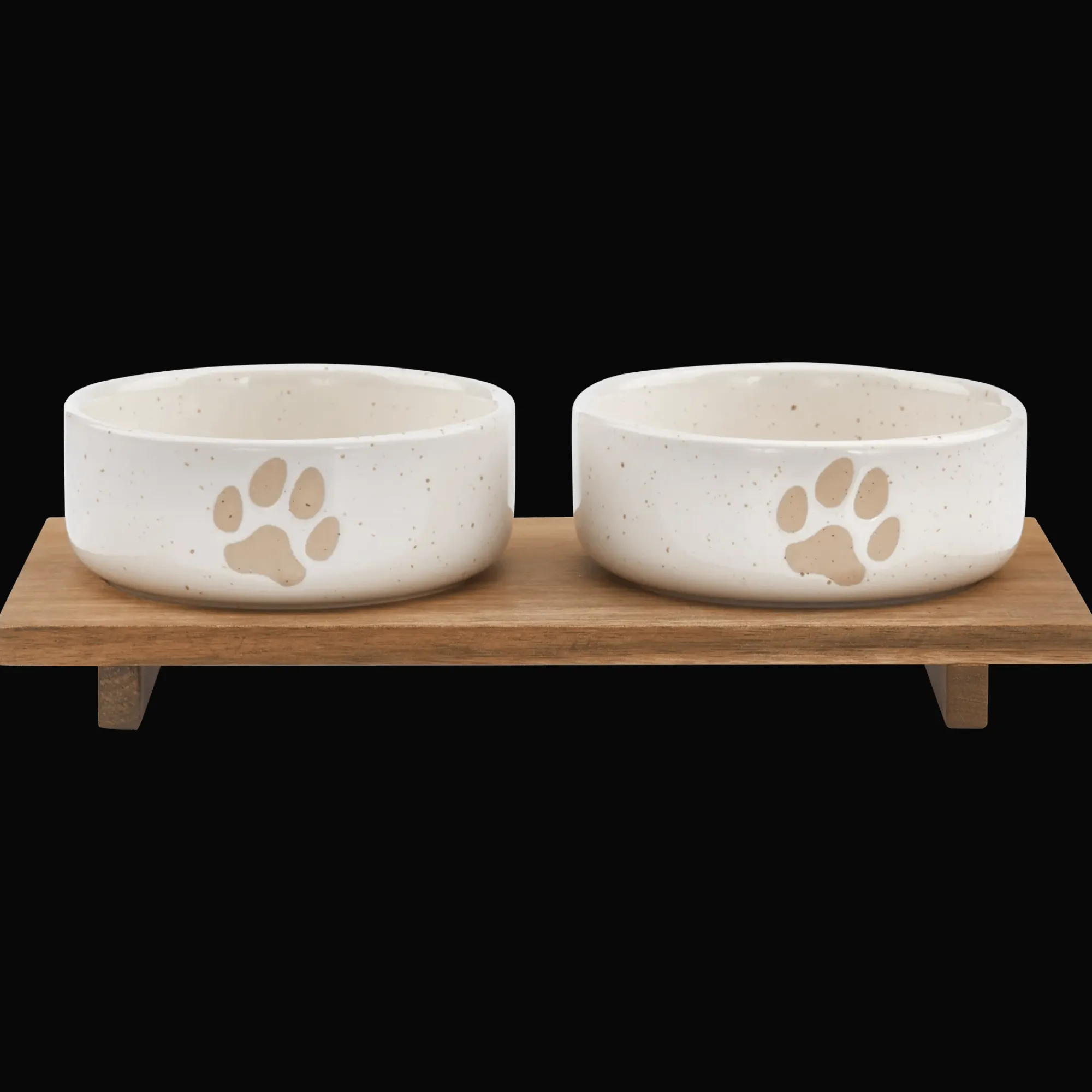 Clearance Bouclair Set of 2 Pet Paw Ceramic Bowls