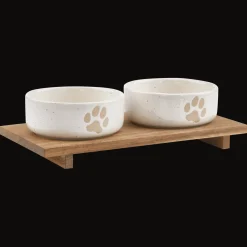 Clearance Bouclair Set of 2 Pet Paw Ceramic Bowls